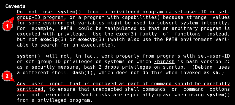 system manual caveat