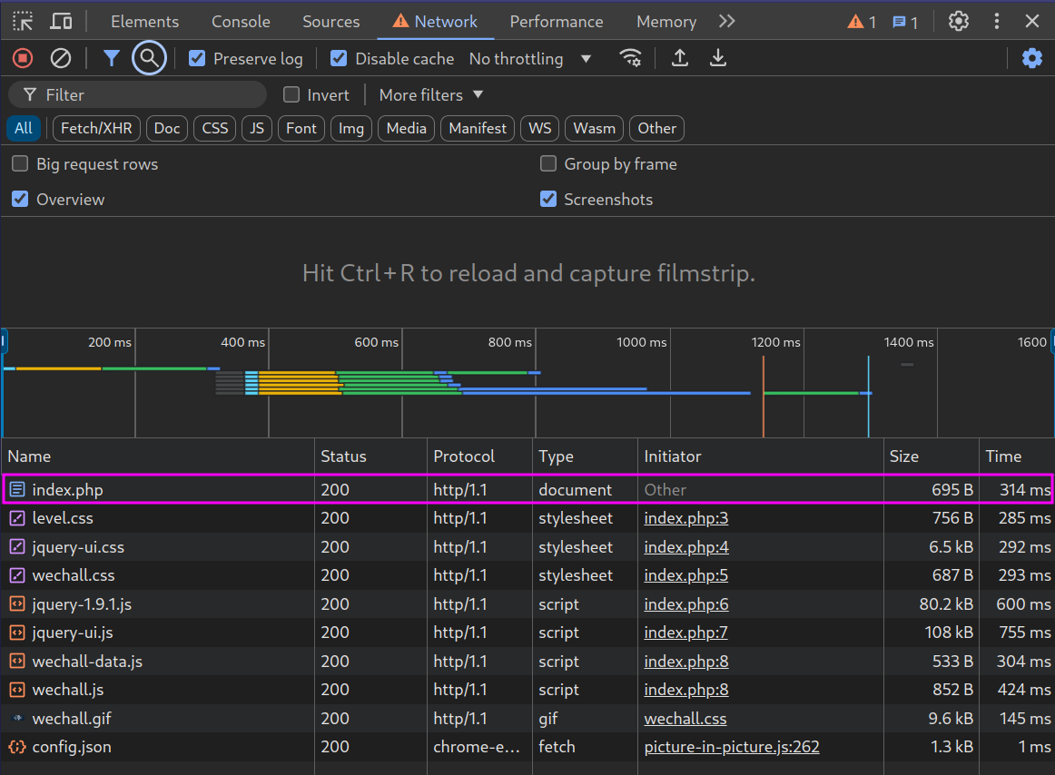 level 4 dev tools network tab